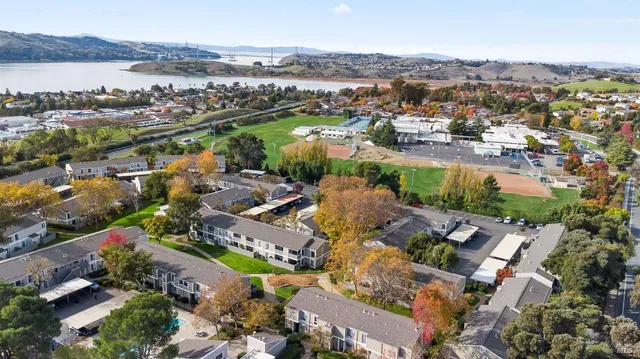 an aerial view of a city with lots of residential buildings