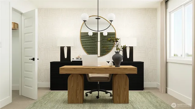 a view of a livingroom with furniture and window