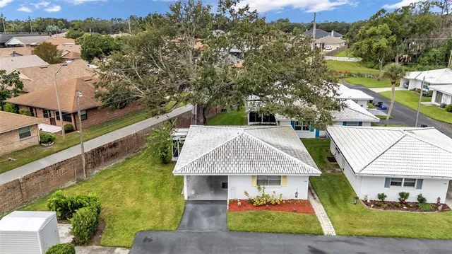 an aerial view of a house