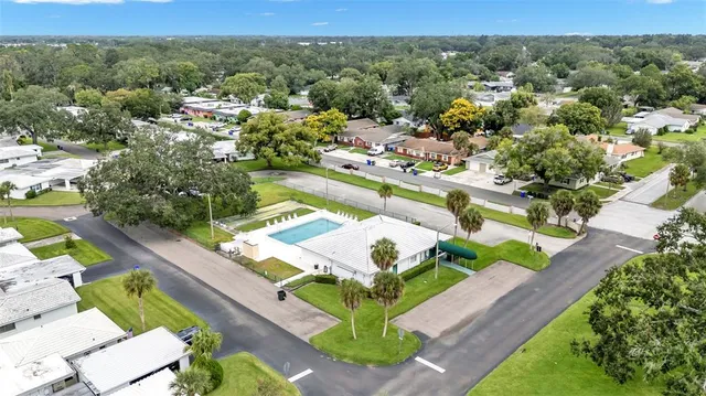 a view of a city with furniture