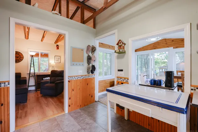 a large living room with large windows