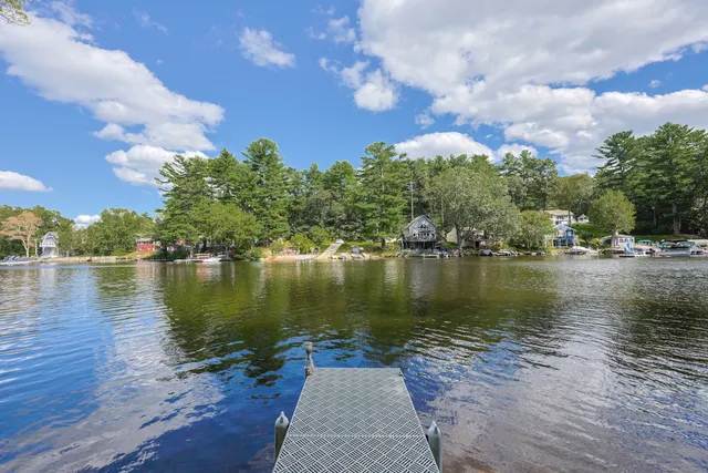 a view of a lake with houses