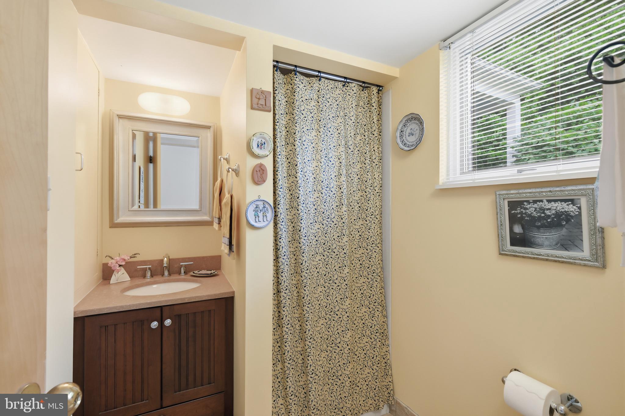 6411 33rd Street Northwest Washington, DC 20015 - Photo 26 of 48 a bathroom with a sink a mirror a toilet and a window