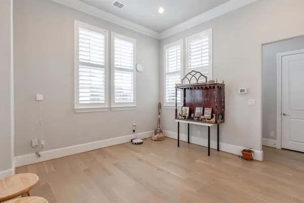 a view of work space with windows