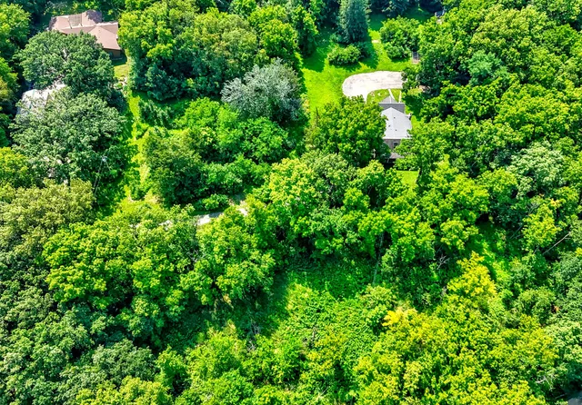 a backyard of a house with lots of green space and tub