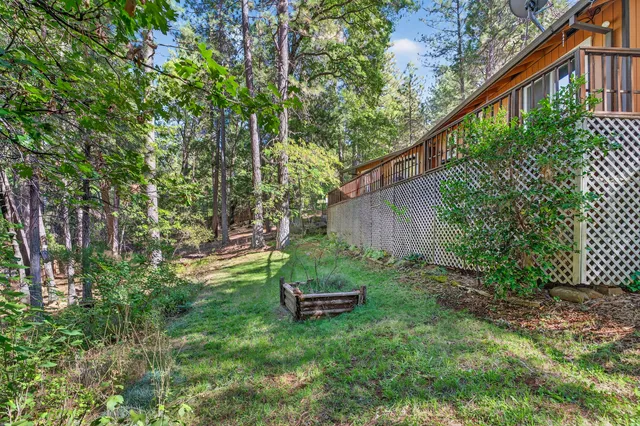 a view of a backyard with a garden