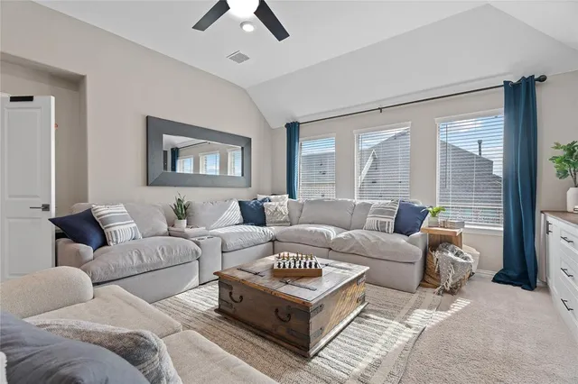 a living room with furniture