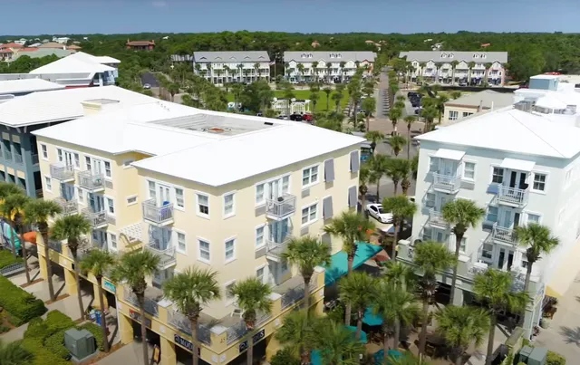 a view of a city that has tall buildings