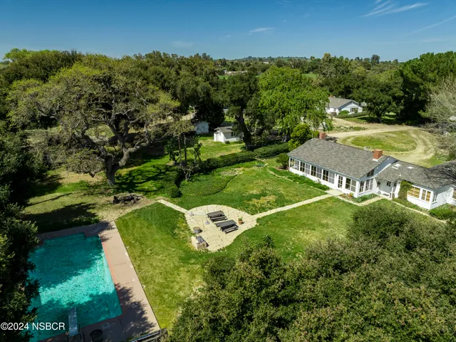 an aerial view of a house