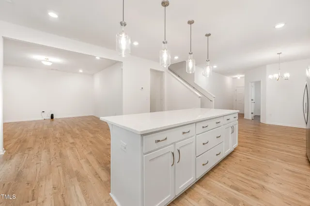 a view of a center island in the kitchen