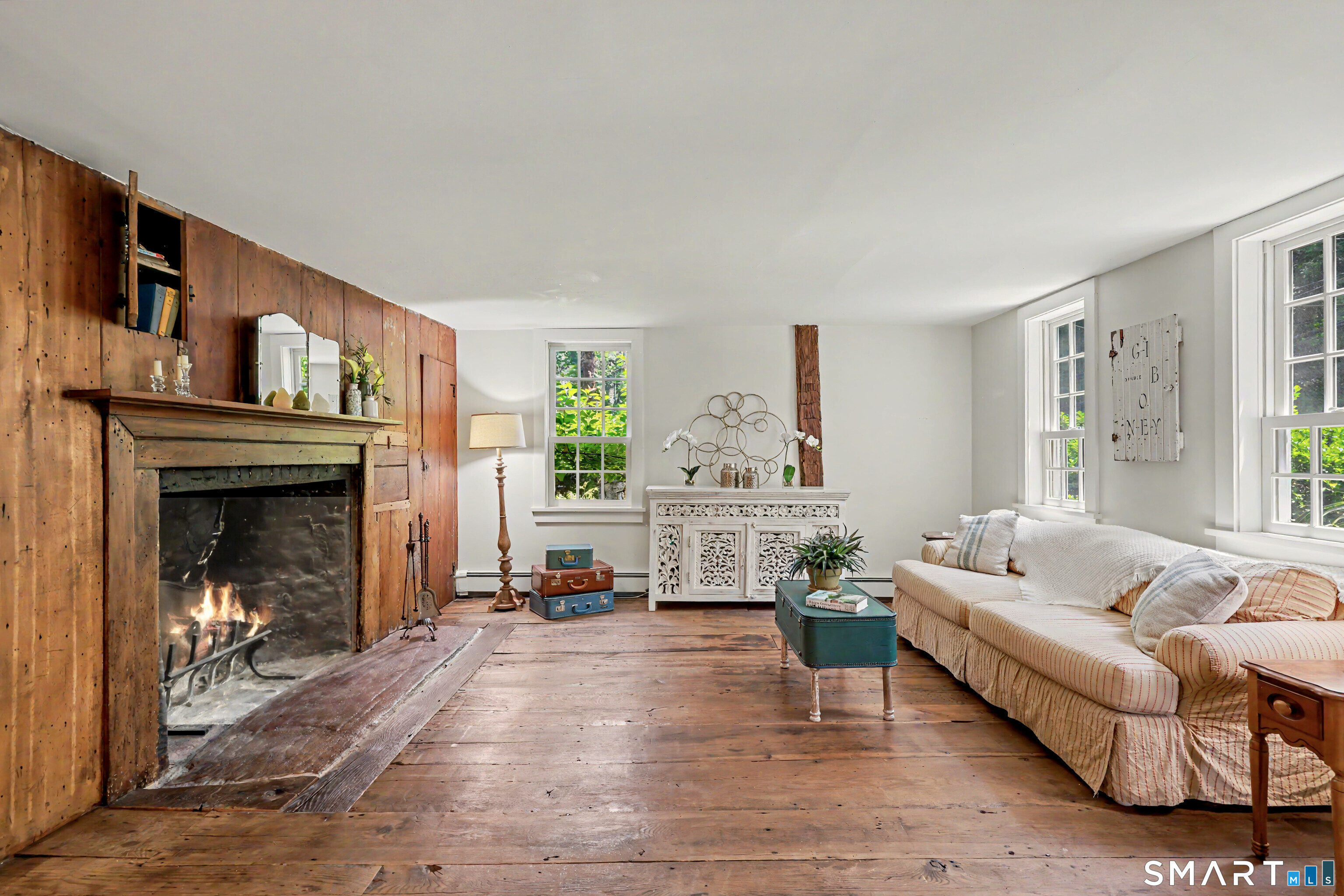 183 Range Road Wilton, CT 06897 - Photo 7 of 40 Living room has stunning original hearth with bread oven