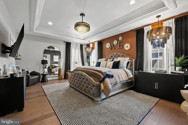 a bedroom with a bed and a walk in closet