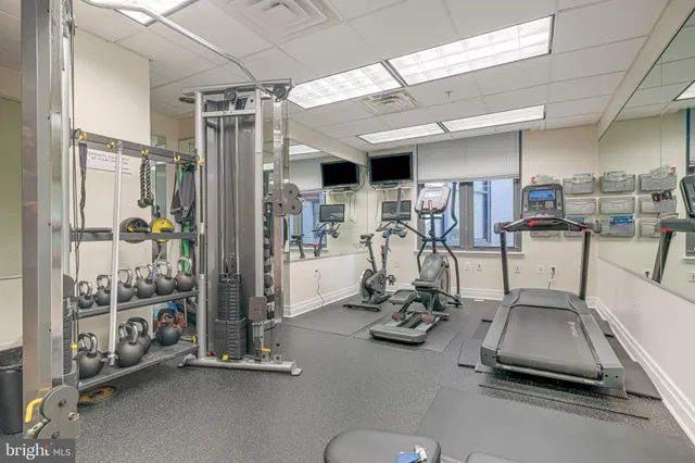 a room with gym equipment