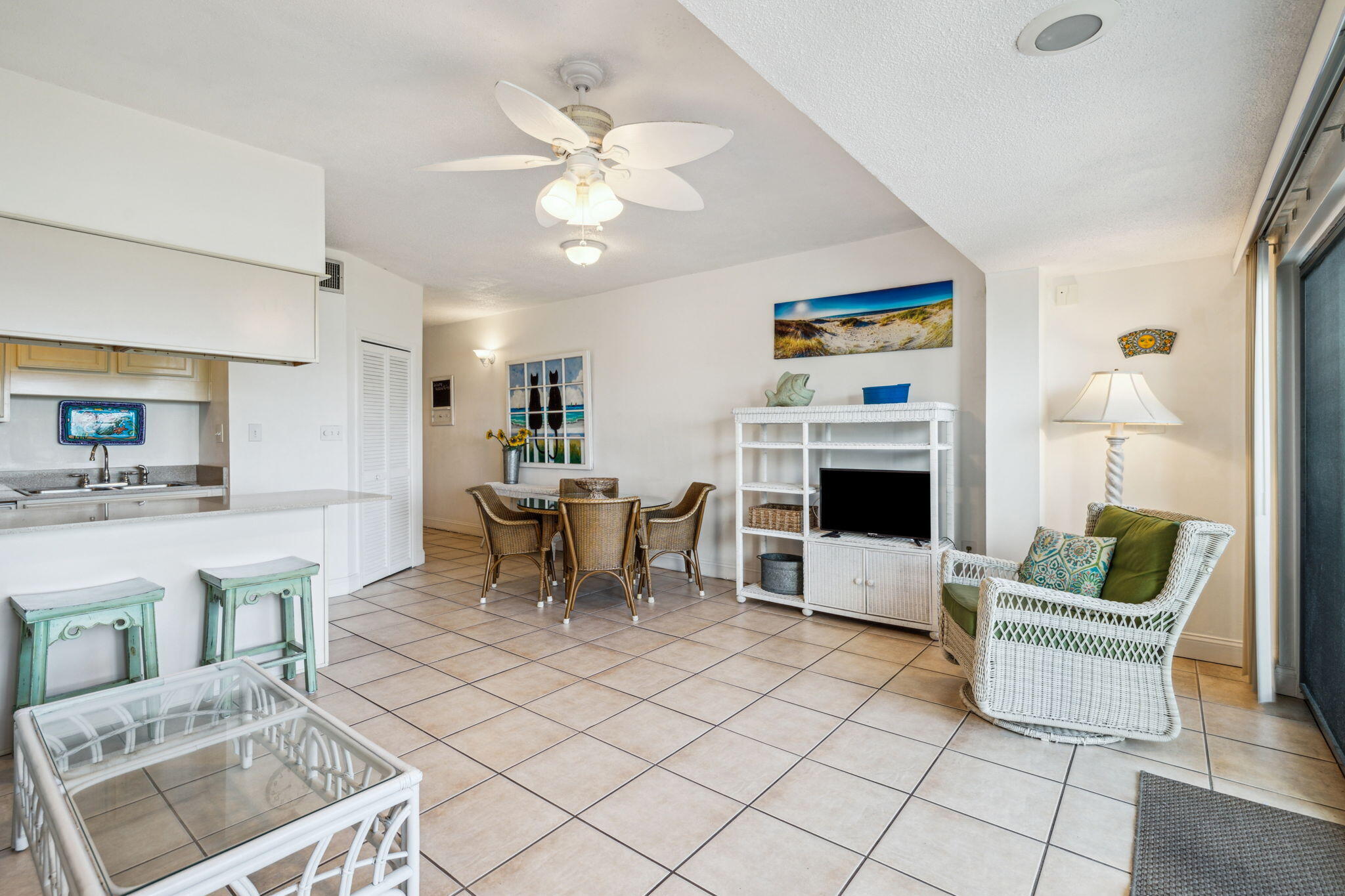 3722 East County Highway 30A, Unit 3 Santa Rosa Beach, FL 32459 - Photo 6 of 22 a living room with furniture and a fireplace