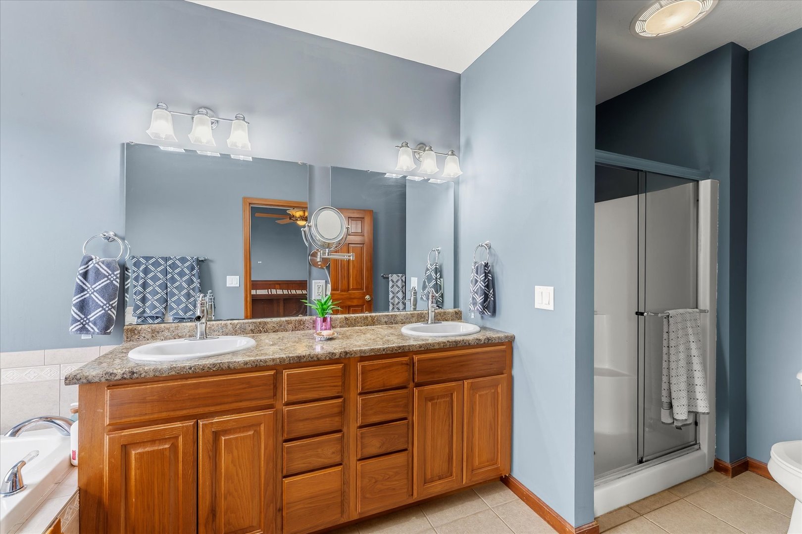 1376 East 2950 North Road Mansfield, IL 61854 - Photo 26 of 44 a bathroom with a sink double vanity and a mirror