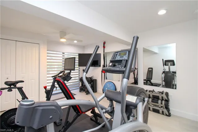 a view of a room with gym equipment