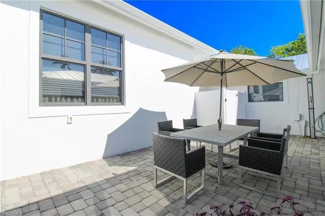 a table and chairs in the patio