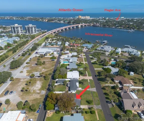 an aerial view of residential building and city