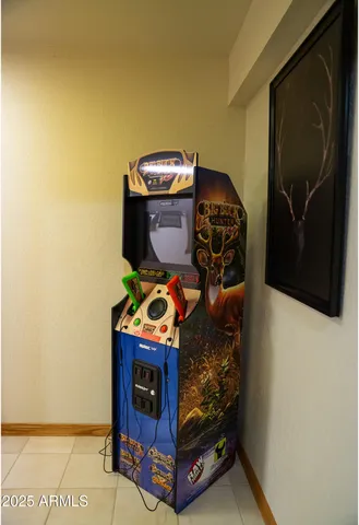 a view of a bench in a room