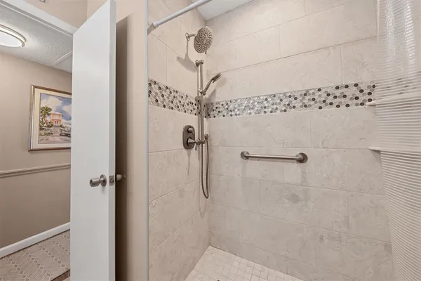 a bathroom with a shower