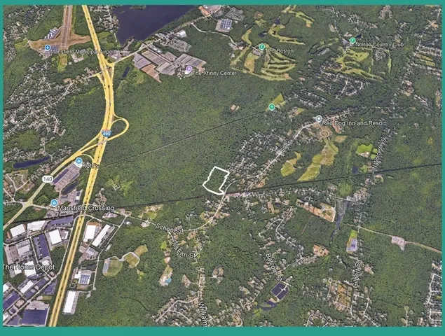 an aerial view of a house