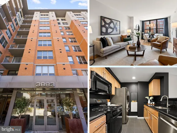 a view of living room filled with furniture and kitchen view