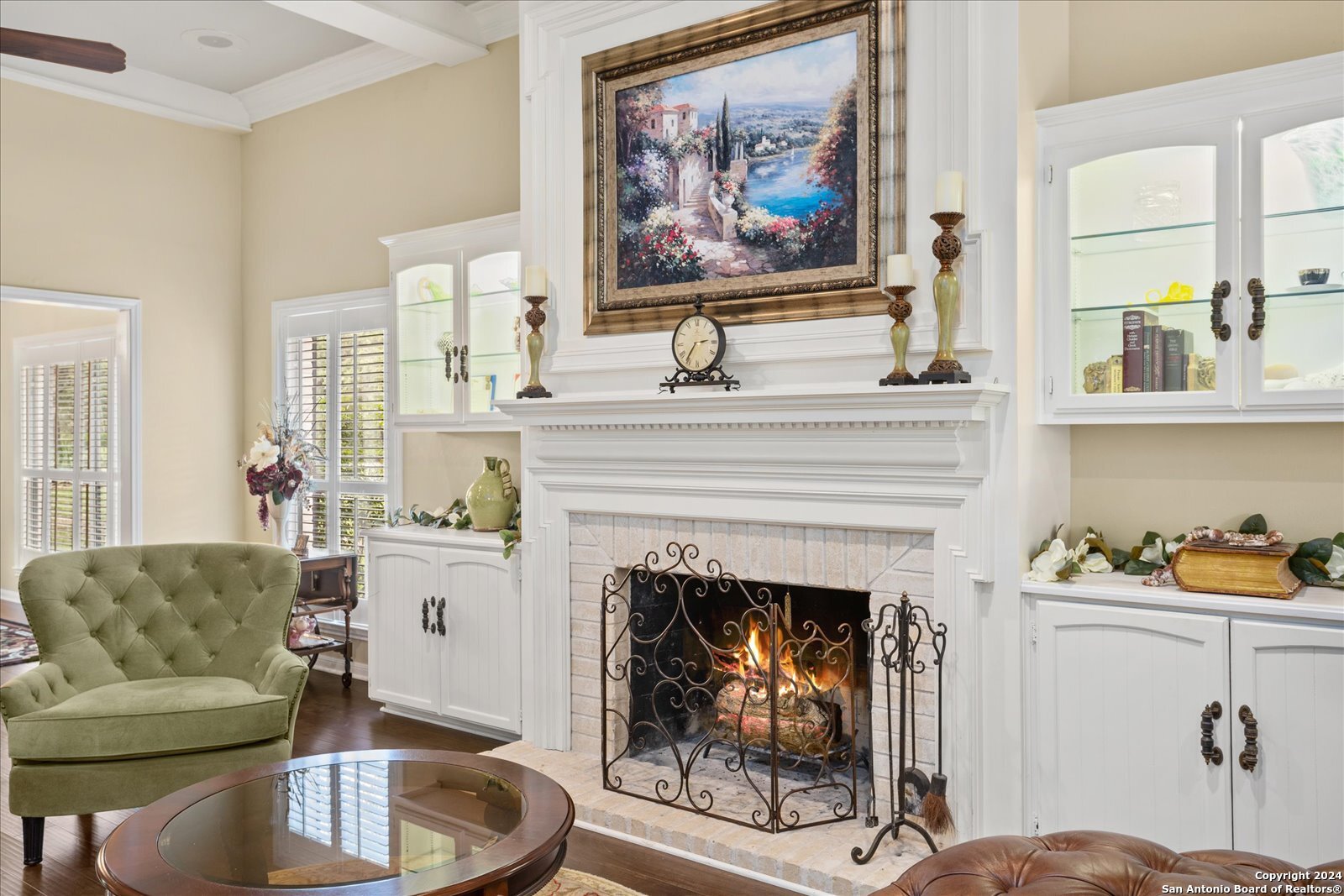 29715 Windchime Hill Fair Oaks Ranch, TX 78015 - Photo 16 of 50 a living room with furniture and a fireplace