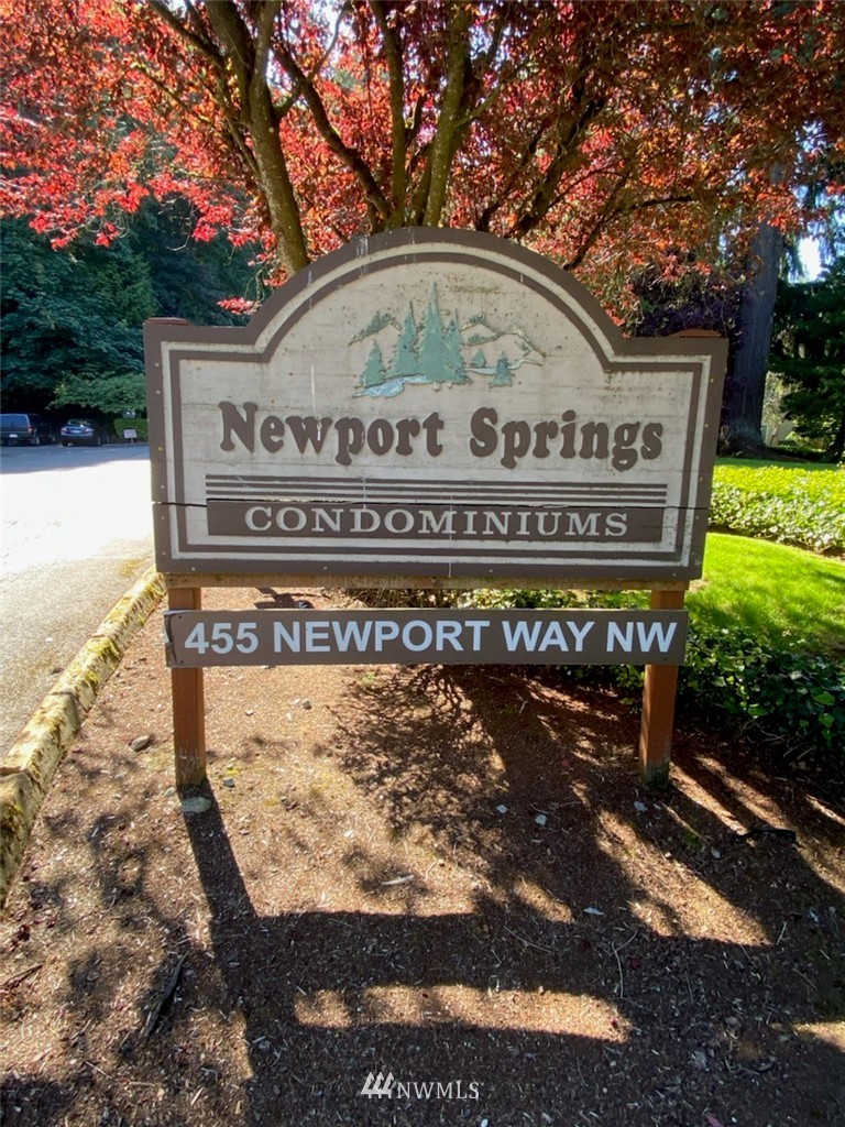455 Newport Way Northwest, Unit 302 Issaquah, WA 98027 - Photo 15 of 17 a view of a water fountain with a bench in the background