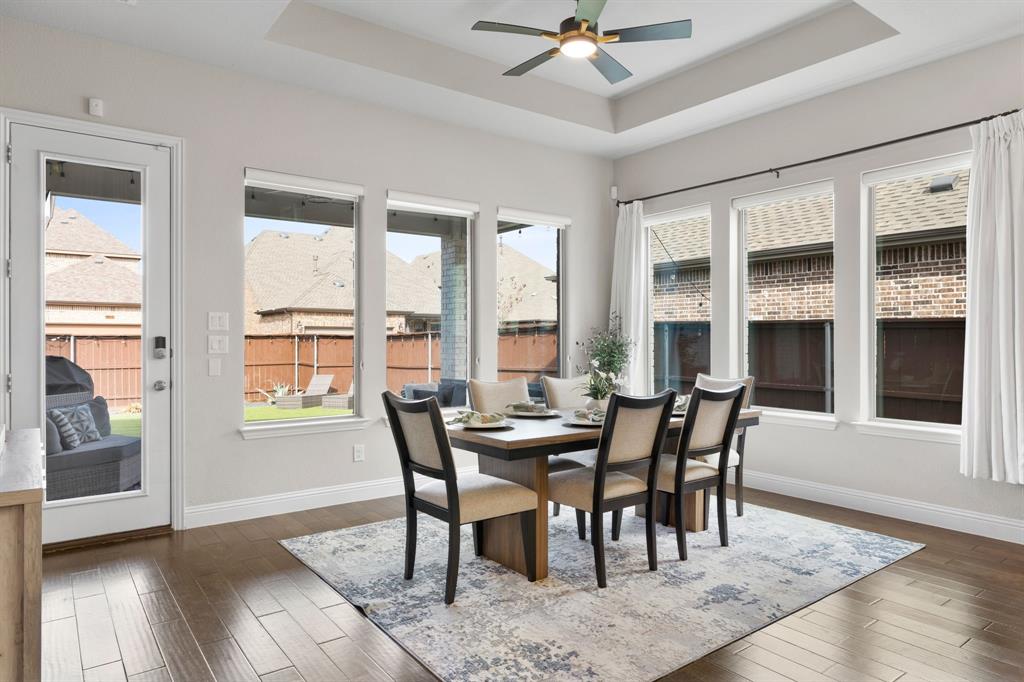 1806 Evening Star Road Frisco, TX 75033 - Photo 21 of 38 Sunroom featuring a raised ceiling and ceiling fan