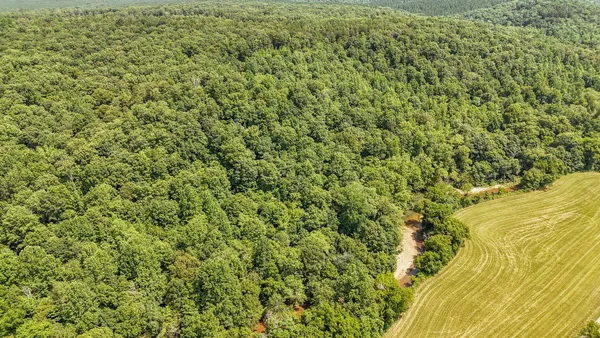 a view of a lake with a yard