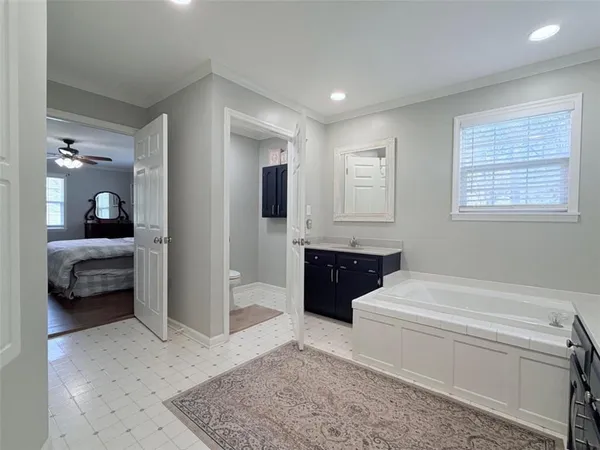 a view of mountain view with large trees