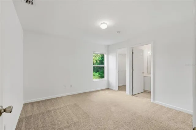 a view of a big room with closet and windows