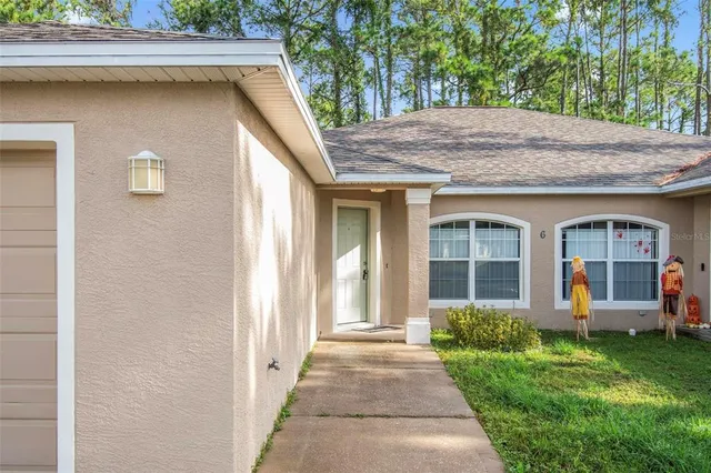 a porch with seating space