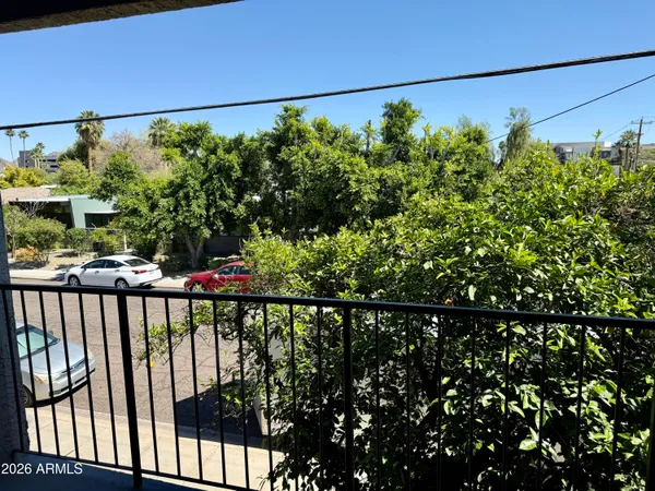 a city view from a balcony