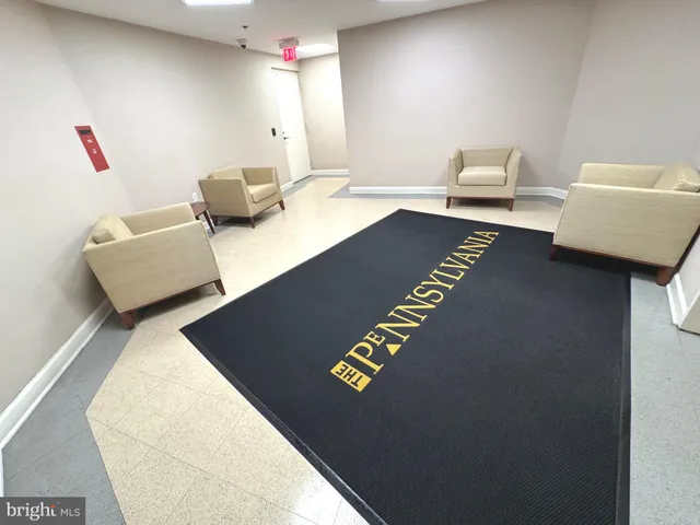 an outdoor space with seating