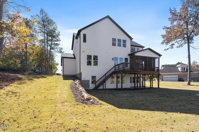a view of a house with wooden stairs