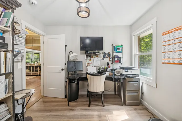 a view of an outdoor space with seating area