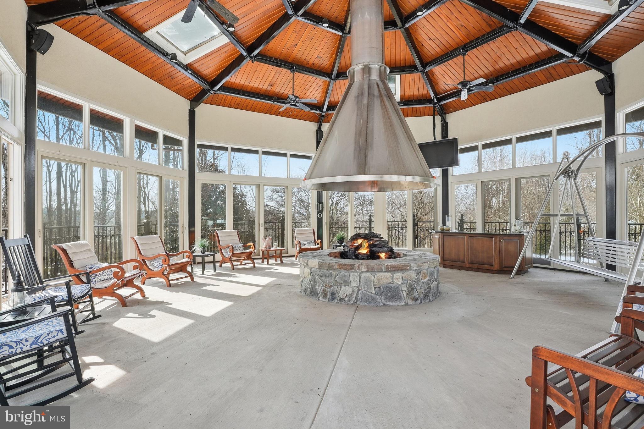 11940 River Road Potomac, MD 20854 - Photo 53 of 69 Glass Gazebo has Gas Fire Pit and 11 Sliding Doors