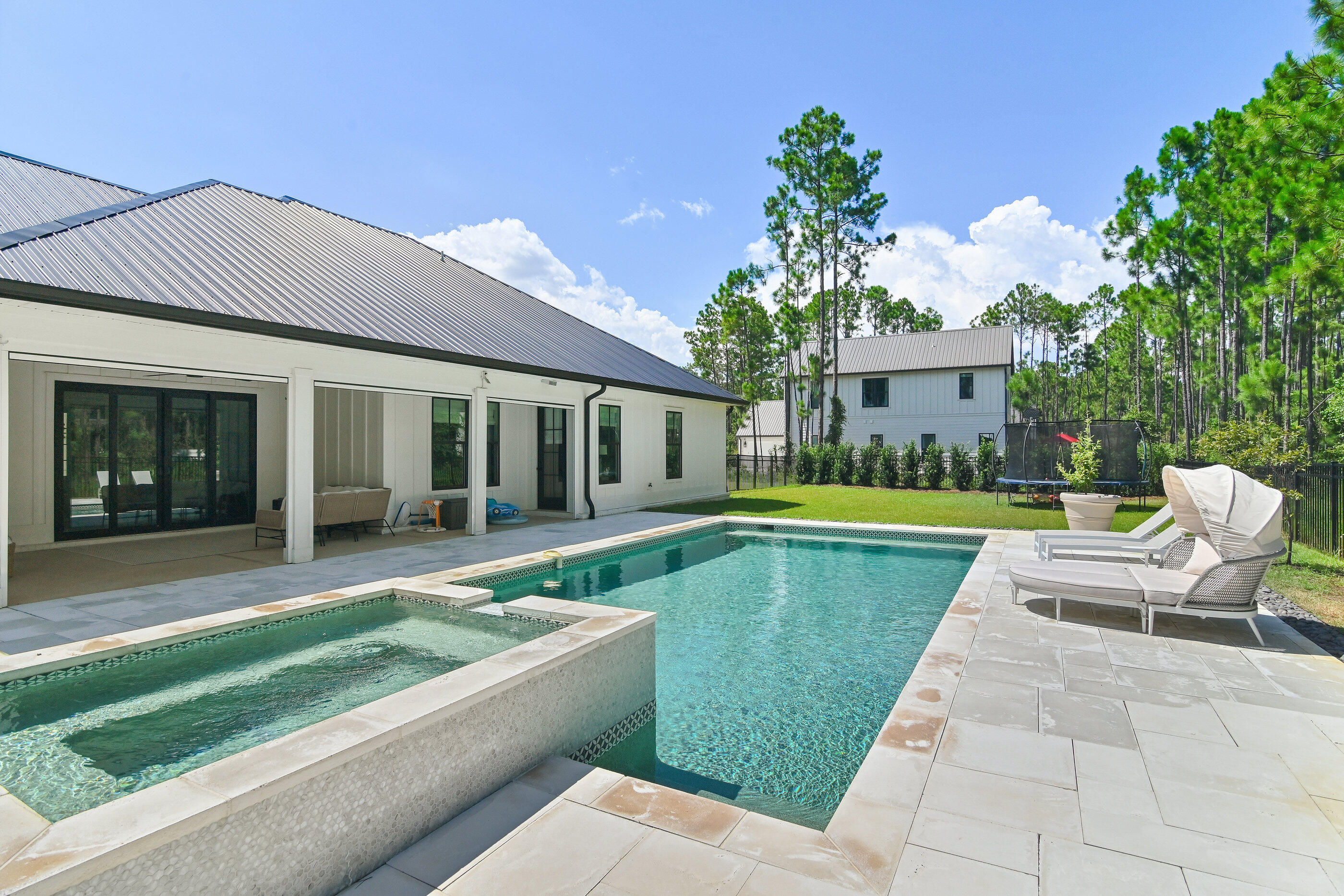 515 Hideaway Circle Santa Rosa Beach, FL 32459 - Photo 44 of 58 a view of a house with a swimming pool and a yard