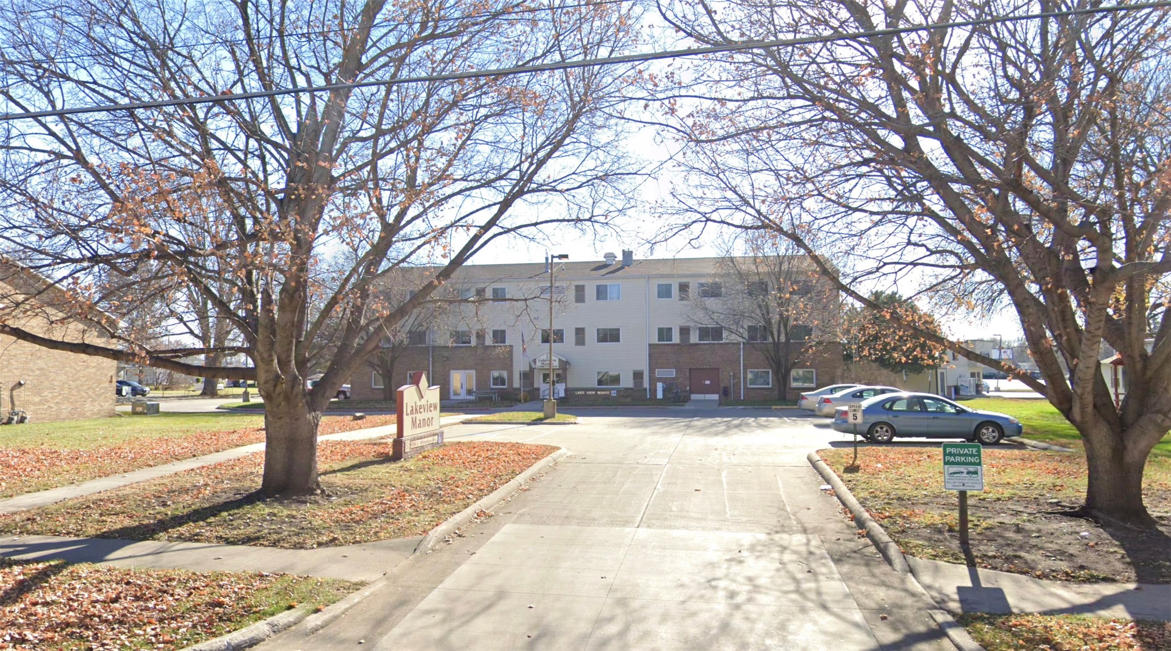 a view of a yard with trees