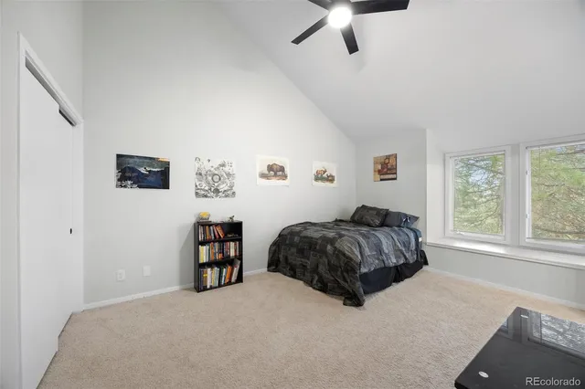 a living room with a bed furniture and a window