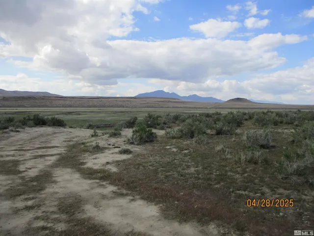 a view of a town with mountains in the background