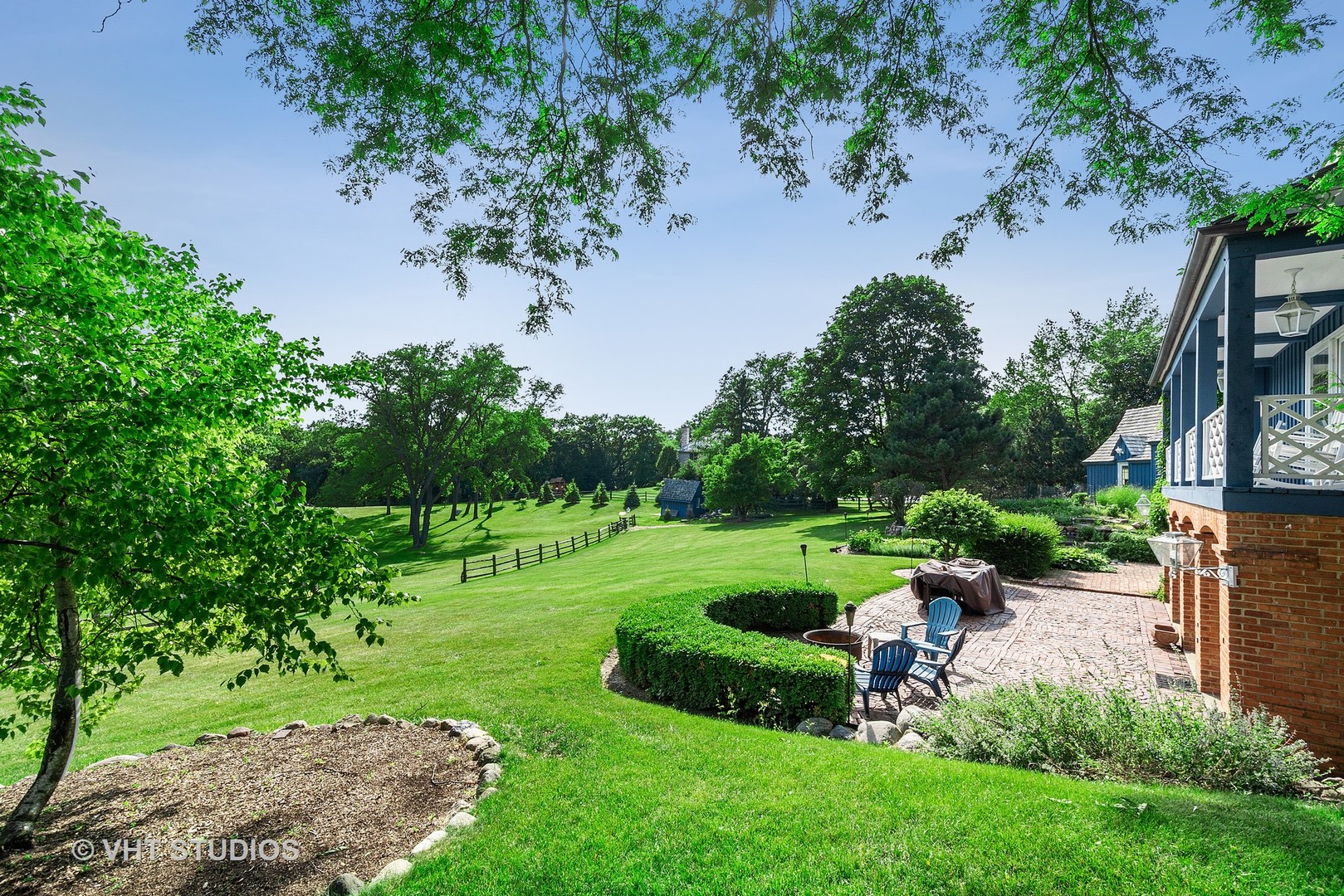 2 Far Hills Road Barrington Hills, IL 60010 - Photo 3 of 37 a view of backyard with table and chairs plants and large trees