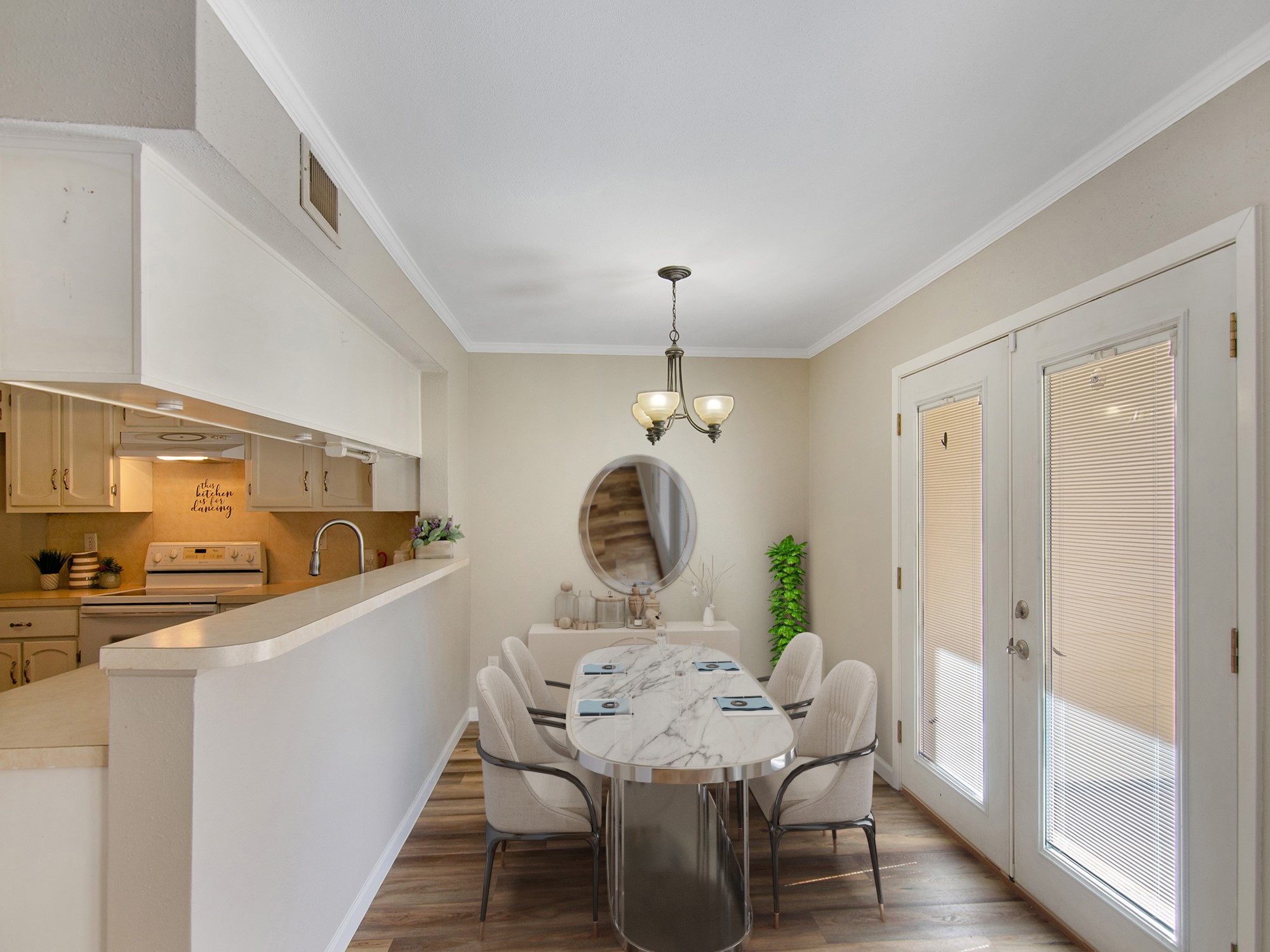 14555 Wunderlich Drive, Unit 2307 Houston, TX 77069 - Photo 12 of 42 Virtually staged Dining Room with french doors leading out to the patio