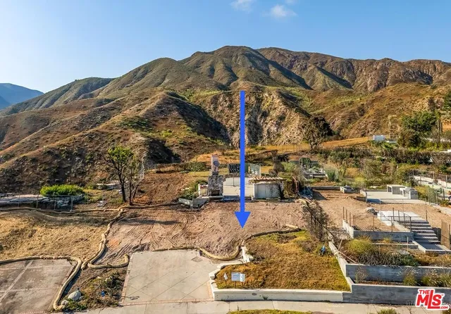 a view of a water with a mountain