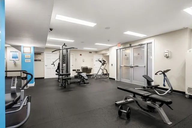 a view of a room with gym equipment