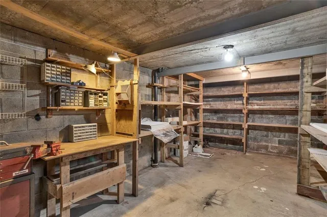 a view of a room with racks