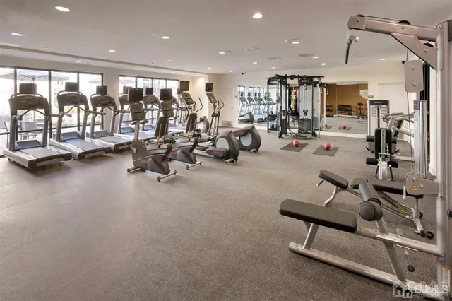 a view of a room with gym equipment