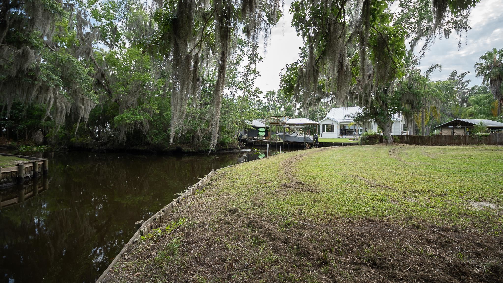 a view of a lake with houses