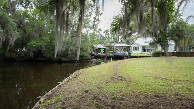 a view of a lake with houses